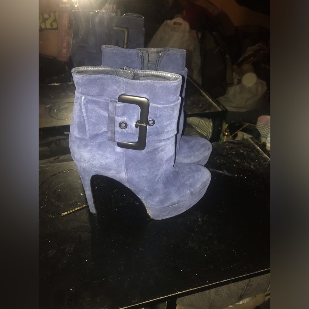 Womens Blue Suede “Via Spiga” Booties/ Heels.
